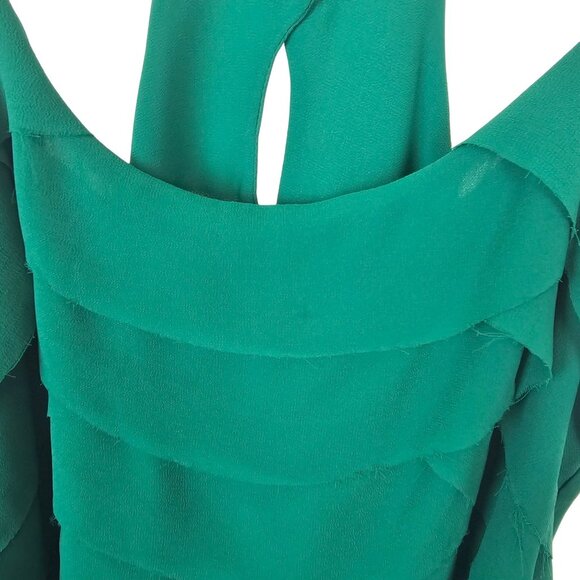 Festive Holiday Christmas Party Y2K Layer Tier Raw Edge Sheer Top Taroo Green SM - Picture 13 of 14